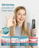 Water Dental Flosser Pick for Teeth Cordless Portable Oral Irrigator Rechargeable Travel Irrigation Cleaner 300ML Electric Flossing Machine for Teeth Cleaning Power Flossers IPX7 Waterproof