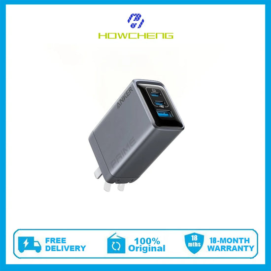 100W USB C wall charger by Anker Prime, compact 3-port GaN fast charger for quick device charging.
